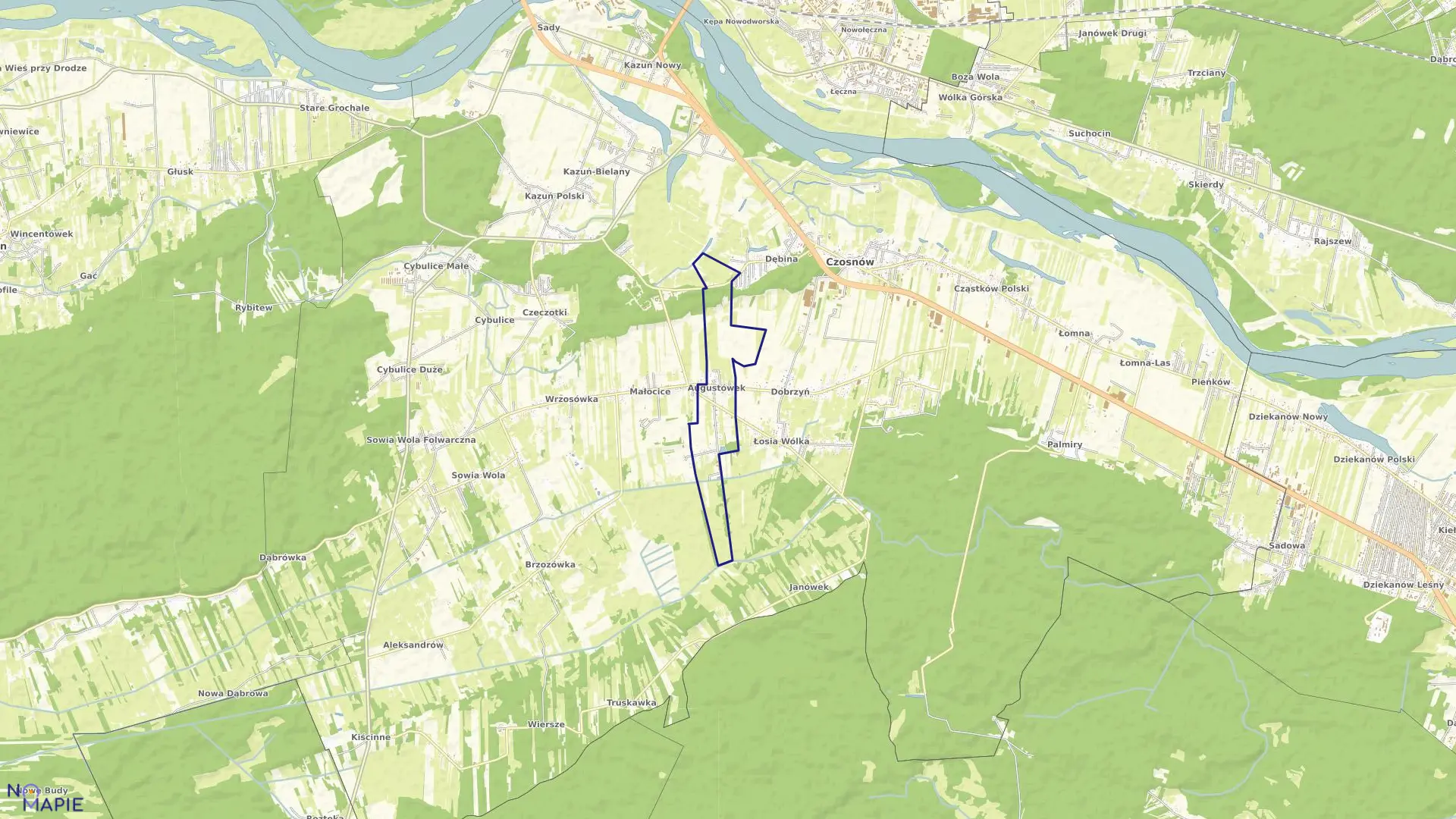 Mapa obrębu AUGUSTÓWEK w gminie Czosnów
