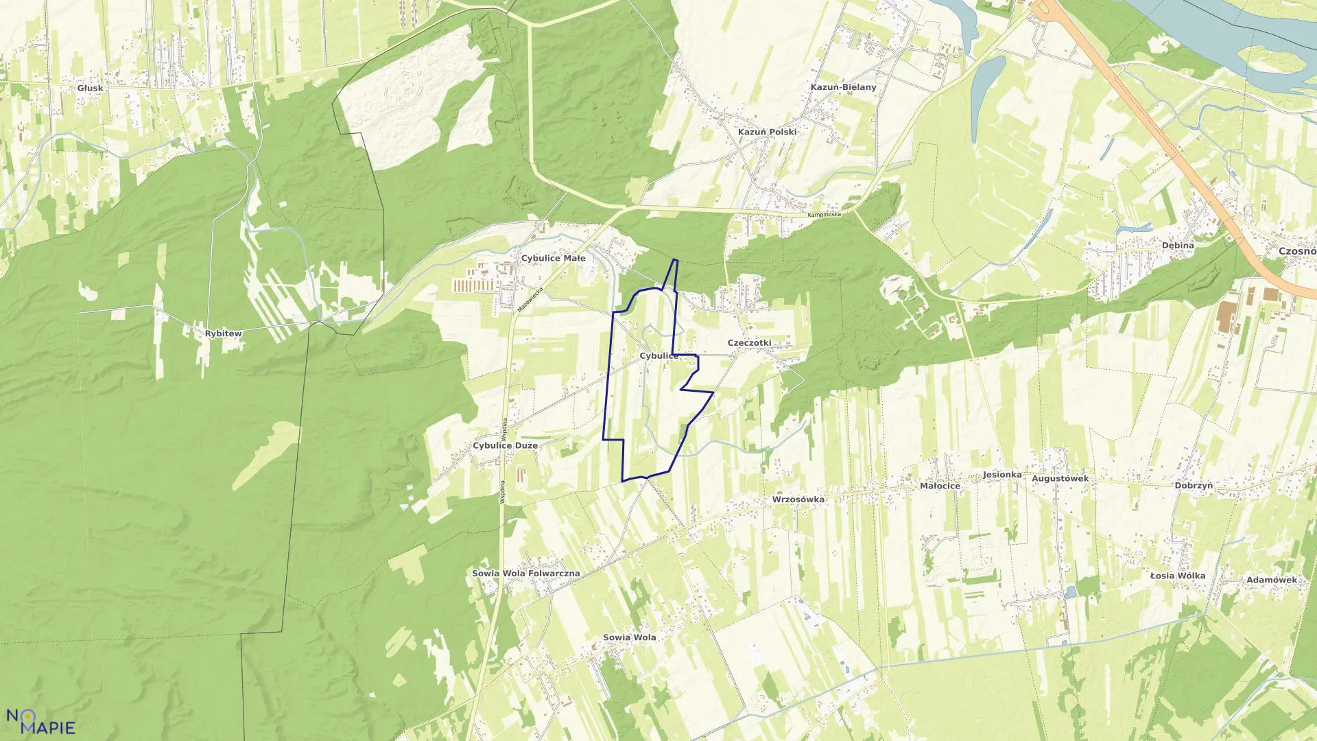 Mapa obrębu CYBULICE w gminie Czosnów