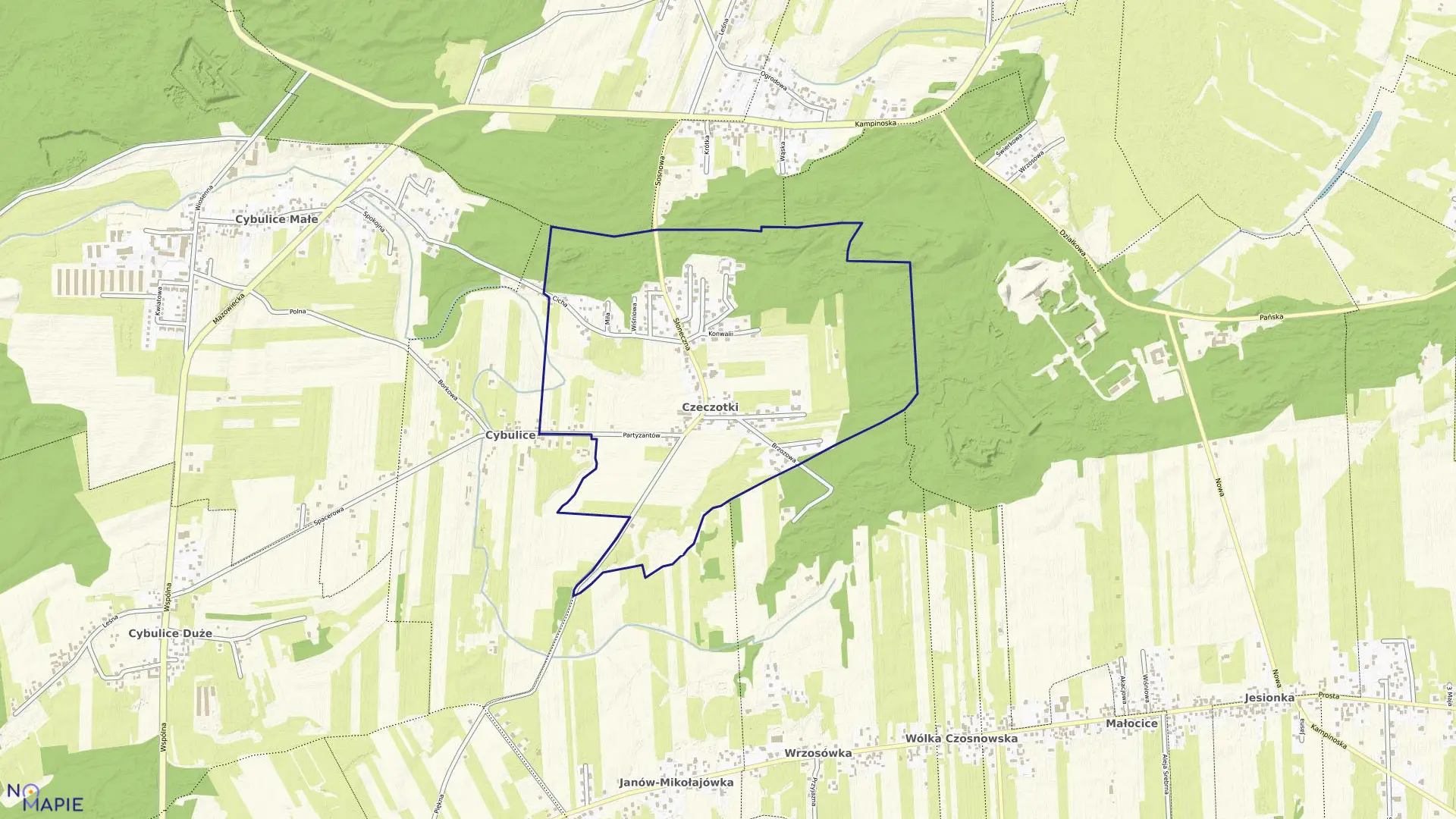 Mapa obrębu CZECZOTKI w gminie Czosnów