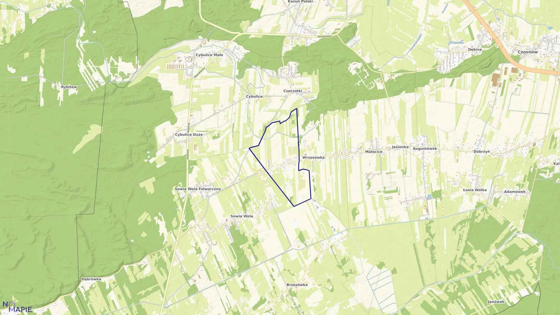 Mapa obrębu JANÓW-MIKOŁAJÓWKA w gminie Czosnów