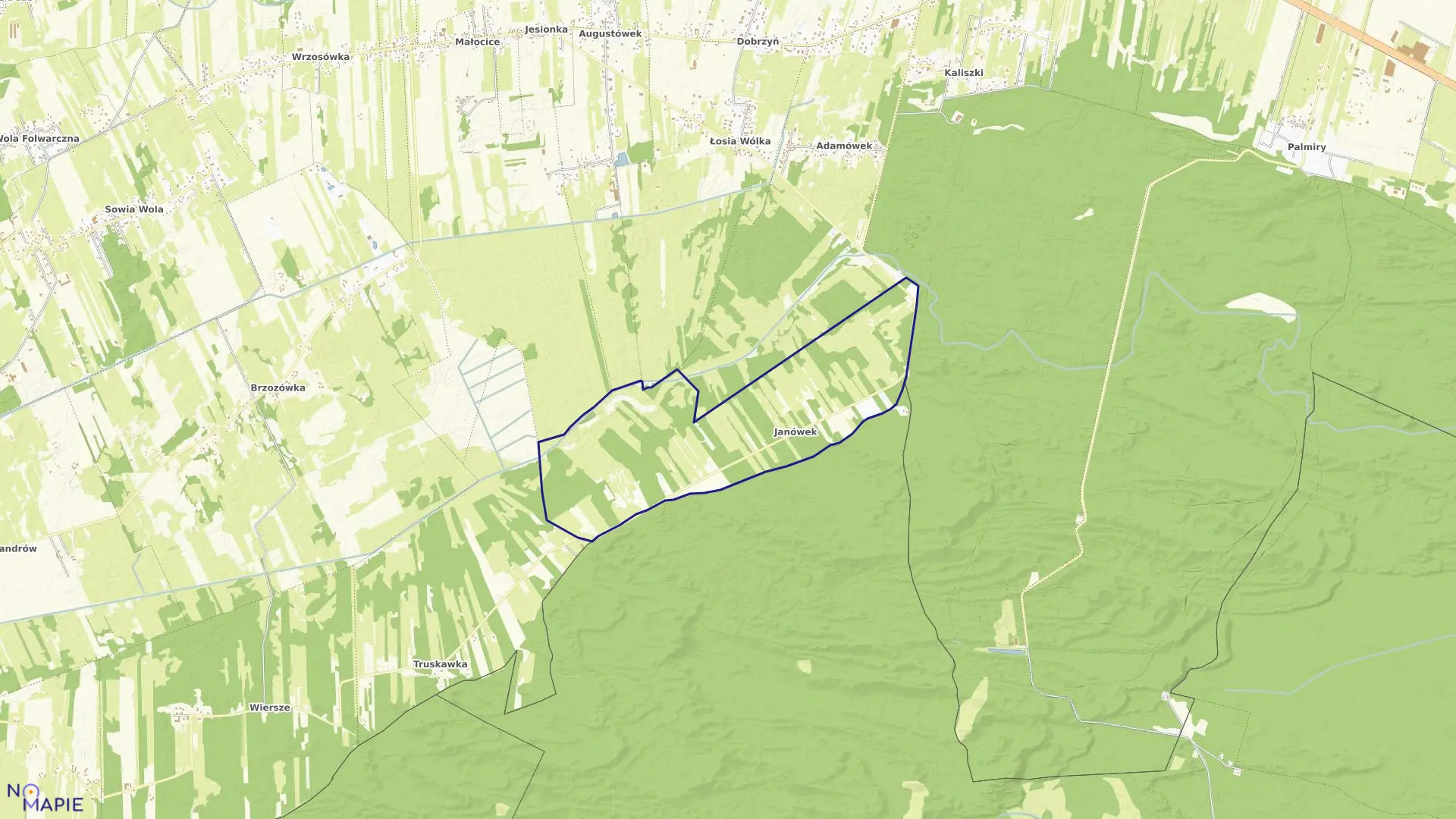 Mapa obrębu JANÓWEK w gminie Czosnów