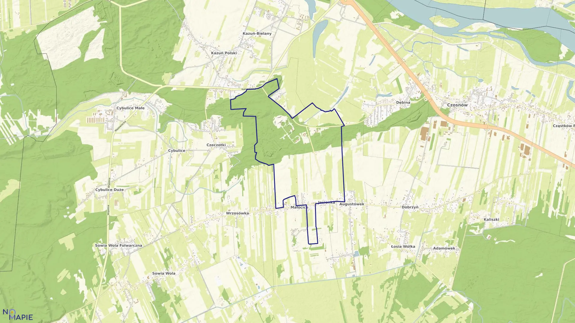 Mapa obrębu JESIONKA w gminie Czosnów