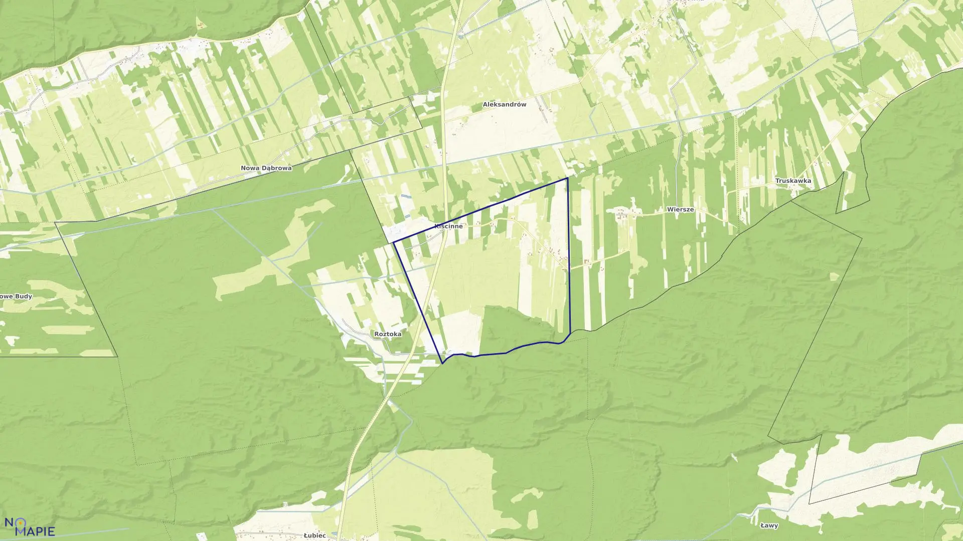 Mapa obrębu KIŚCINNE w gminie Czosnów