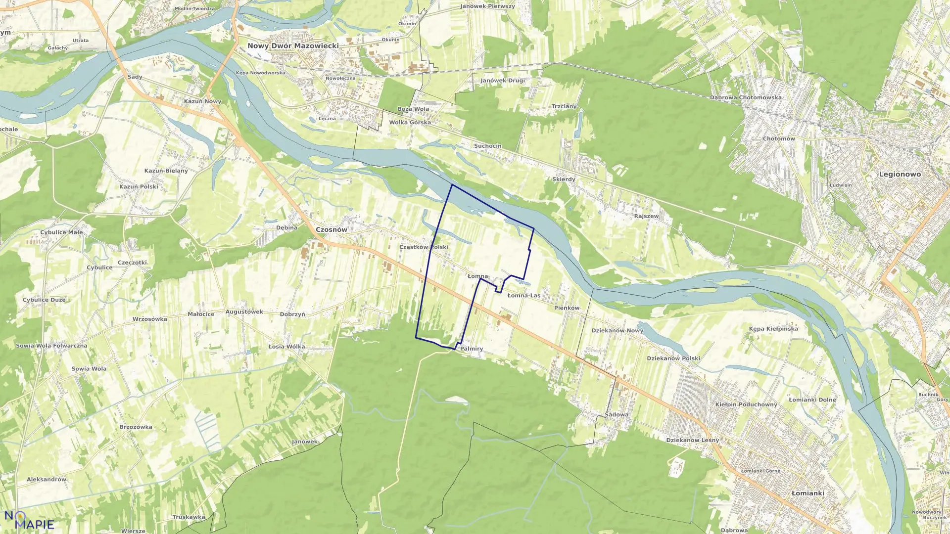 Mapa obrębu ŁOMNA w gminie Czosnów