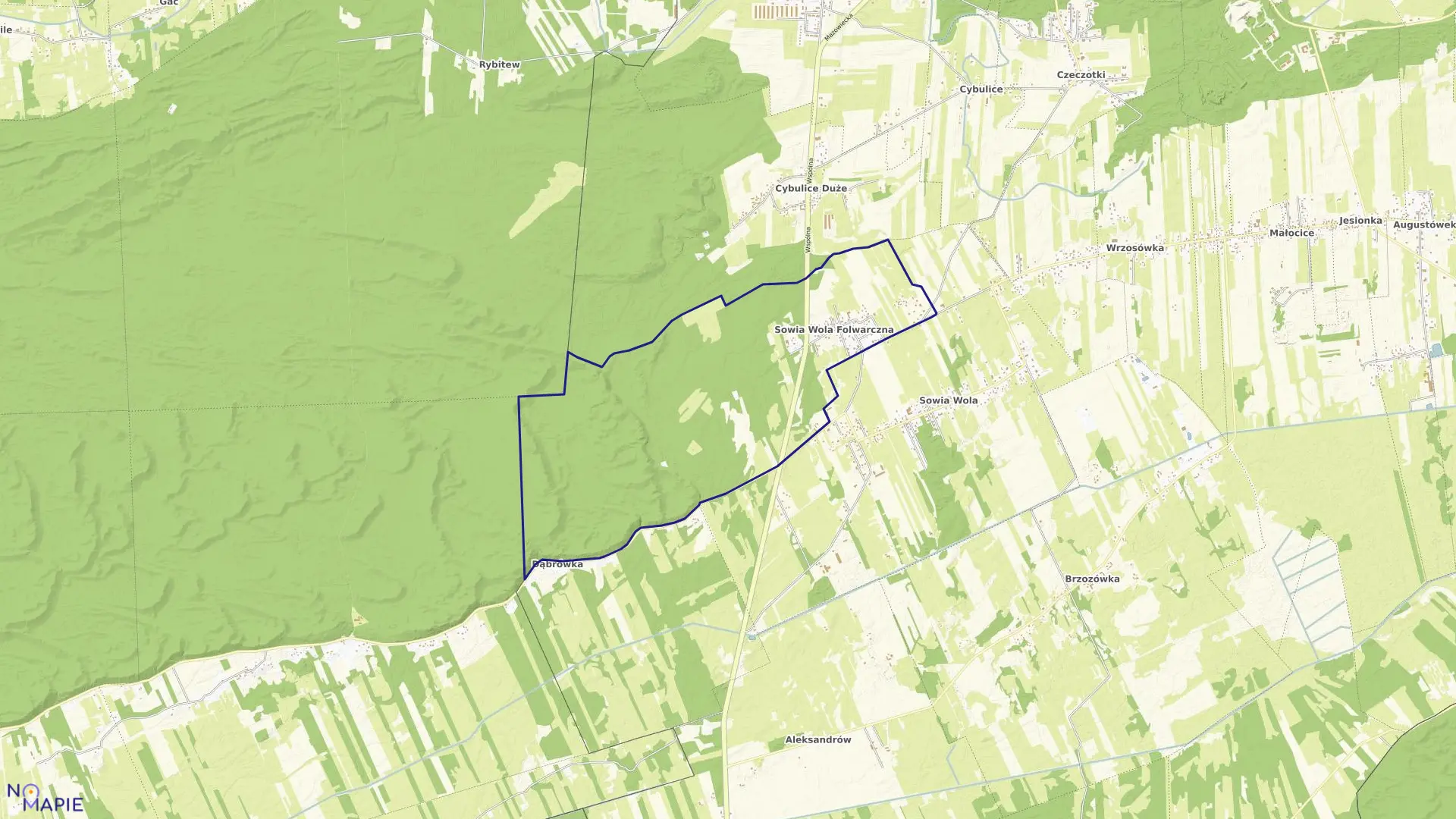 Mapa obrębu SOWIA WOLA FOLWARCZNA w gminie Czosnów