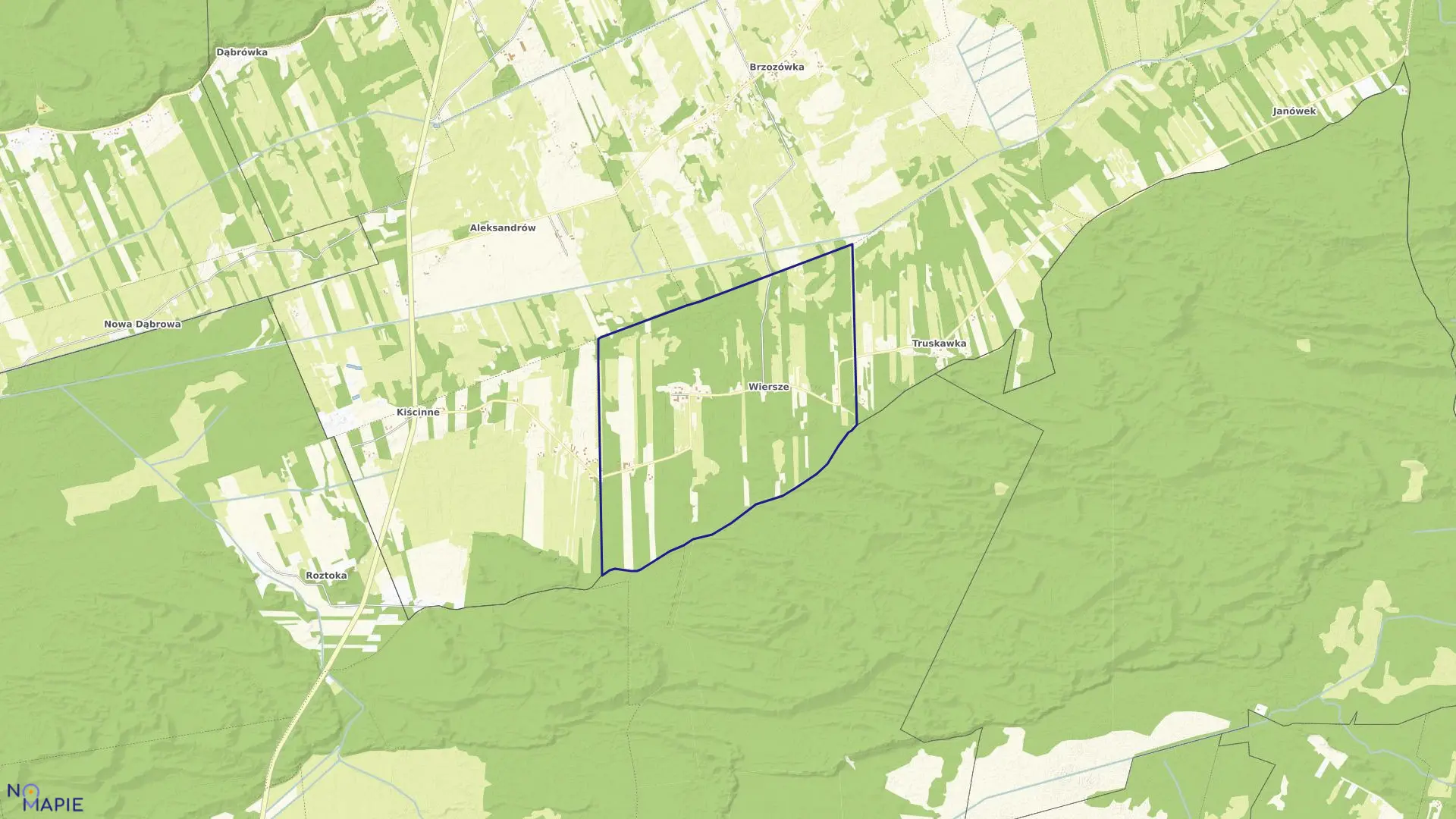 Mapa obrębu WIERSZE w gminie Czosnów