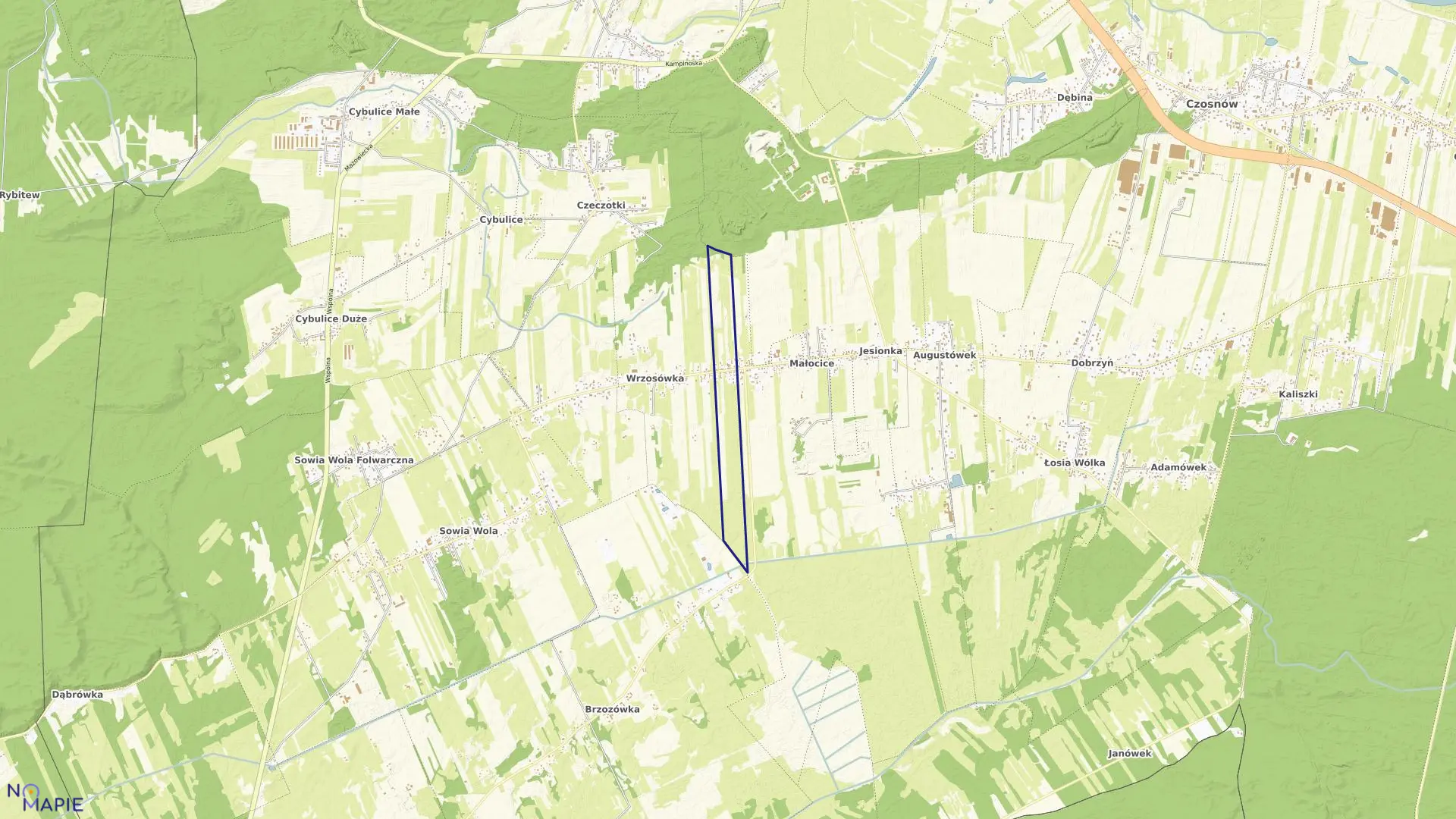 Mapa obrębu WÓLKA CZOSNOWSKA w gminie Czosnów